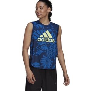 Adidas HI5218 Farm Tank Blue Tropical Tank Women's Sz. XLarge EUC